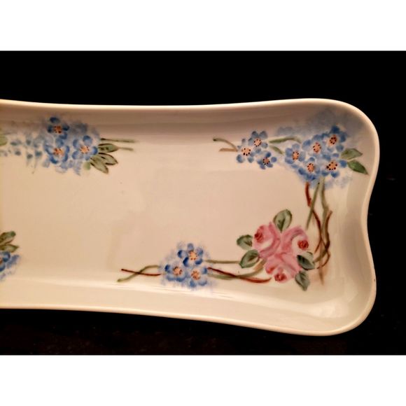 Vintage Moritz Zdekauer MZ Austria Bread Celery Tray Trinket Vanity Dish Flowers - Picture 3 of 9